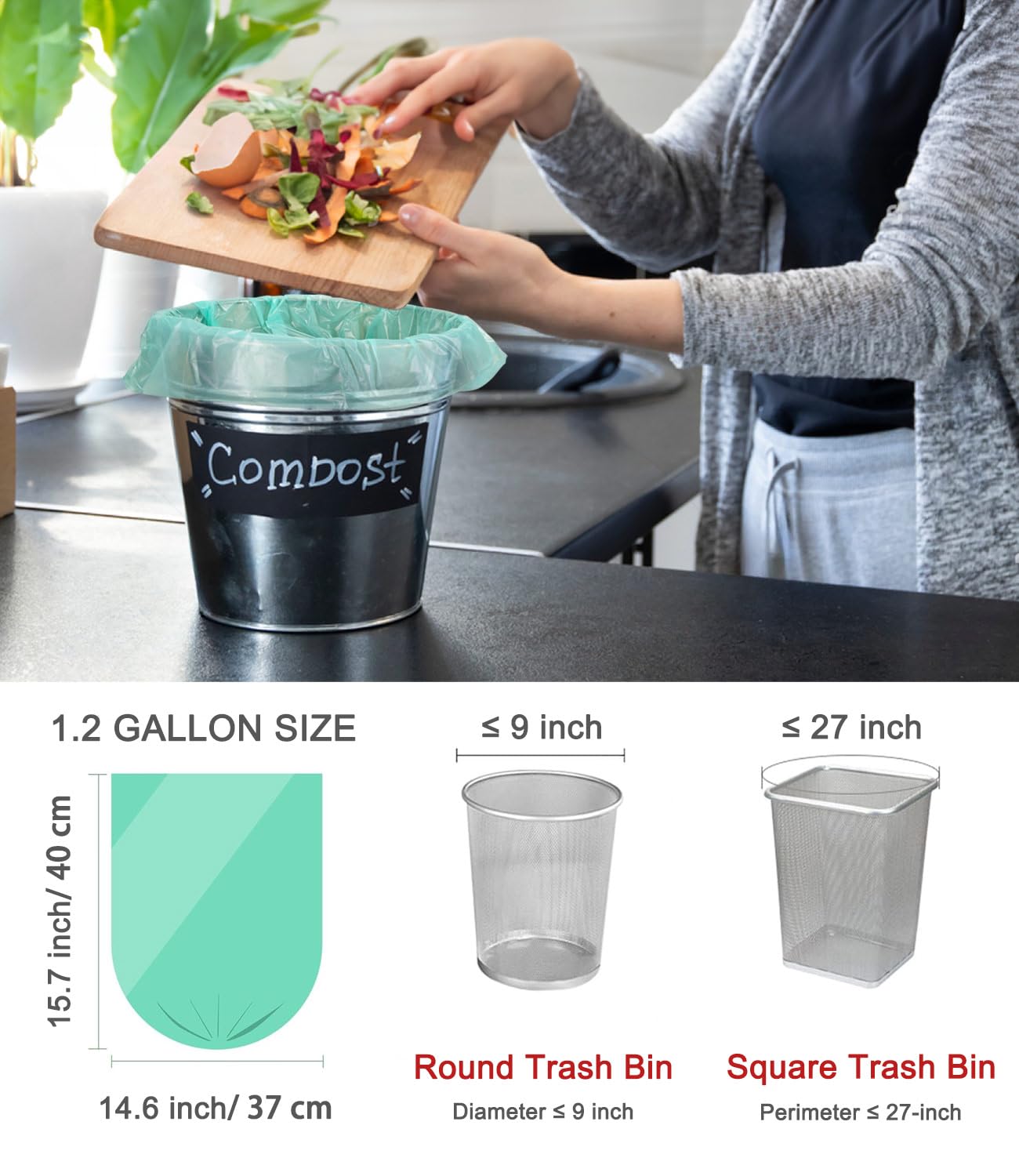200 Counts AYOTEE Mini Trash Bags,1.2 Gallon Small Compostable Trash Bags,Strong Unscented Compost Bags, Fit 4.5-5 Liter Trash Can,1-1.5 Gallon