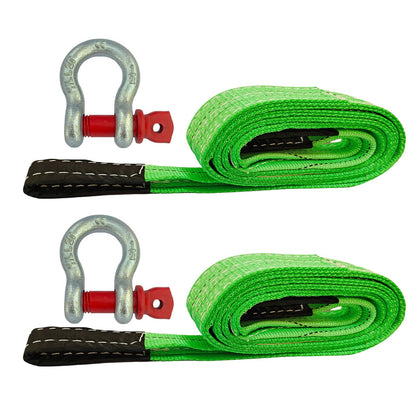 HENBOW Lift Sling Straps|2" × 6.5' Web Sling Strap with D Ring Shackles|4400Lbs Safety Work Load and 17600Lbs Breaking Load| Recovery Strap for Hoist Car Tree Saver Winch Recovery(2 Pack)