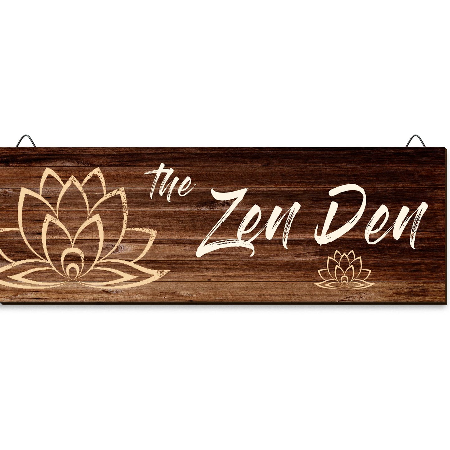 Chuniff The Zen Den Wooden Wall Sign, 13.7 x 4.7 Inches Hippie Room Decoration with Hooks, Hanging Meditation Accessories Decor for Chakra, Spiritual Room Accents