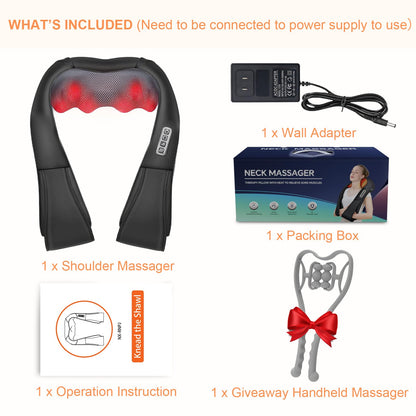 ifgoooo Neck Massager,Gifts for Women Men Mom Dad - Shiatsu Back and Neck Massager,Shoulder Massager Deep Tissue with Heat,Electric 4D Massage Pillow(NOT Cordless)