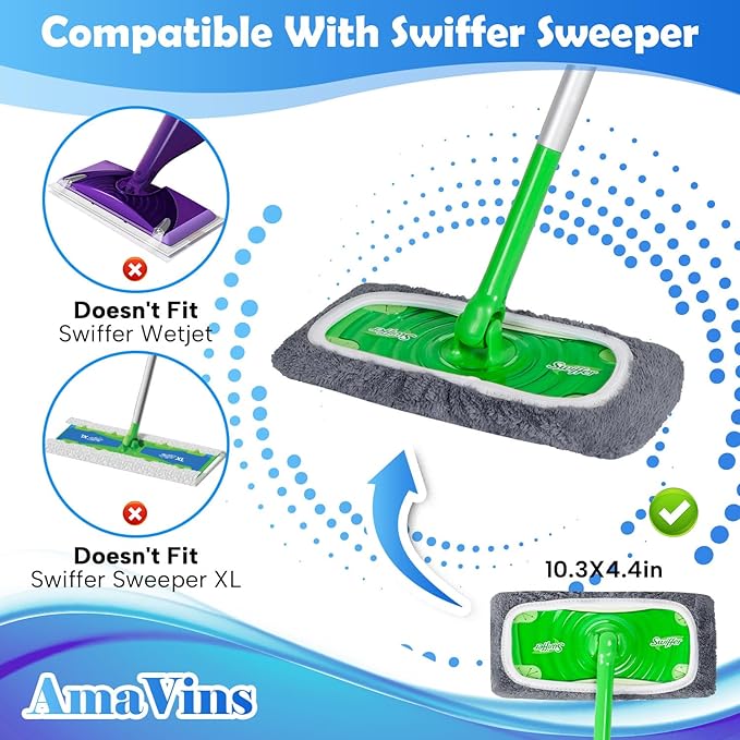 8 Pack Reusable Microfiber Mop Pads Compatible