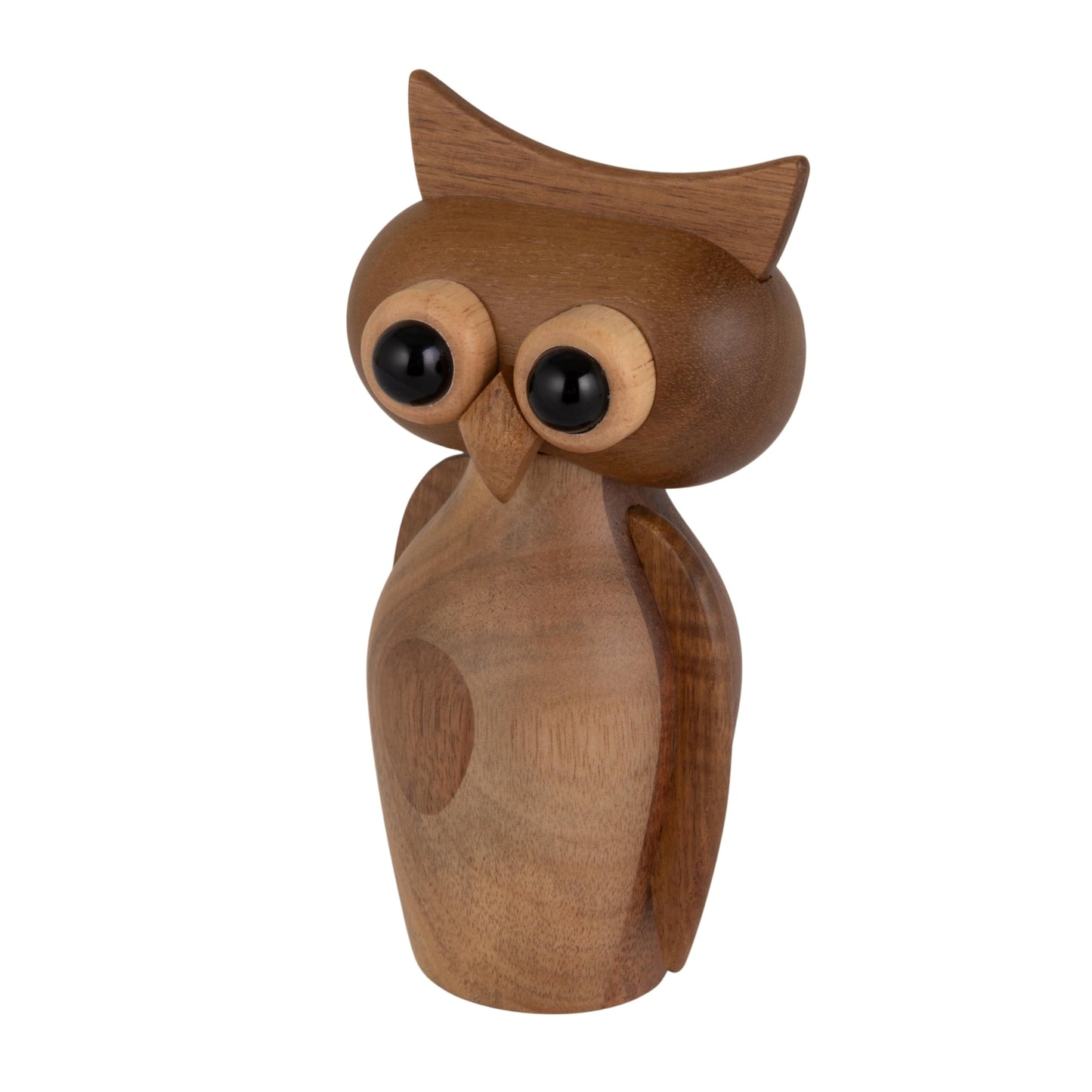 Creative Co-Op Acacia Wood Owl Shaped Salt and Pepper Mill, Natural and Black Finish
