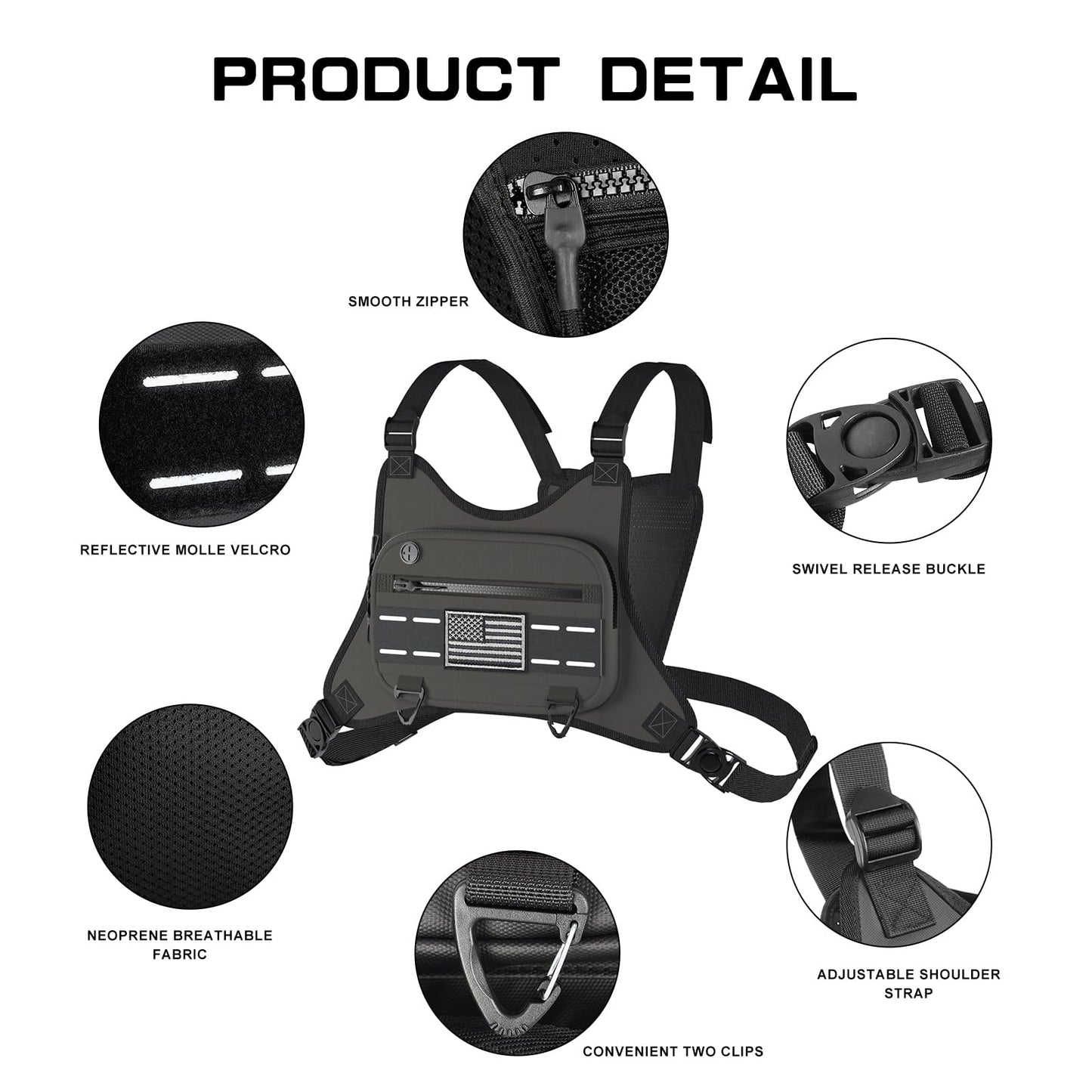 Sports Chest Bag For Men Women, Running Vest Bag With Built,Phone Holder For Workouts&Ski&Cycling&Hiking,Motorcycle Accessories