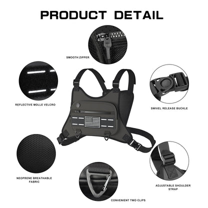 Sports Chest Bag For Men Women, Running Vest Bag With Built,Phone Holder For Workouts&Ski&Cycling&Hiking,Motorcycle Accessories