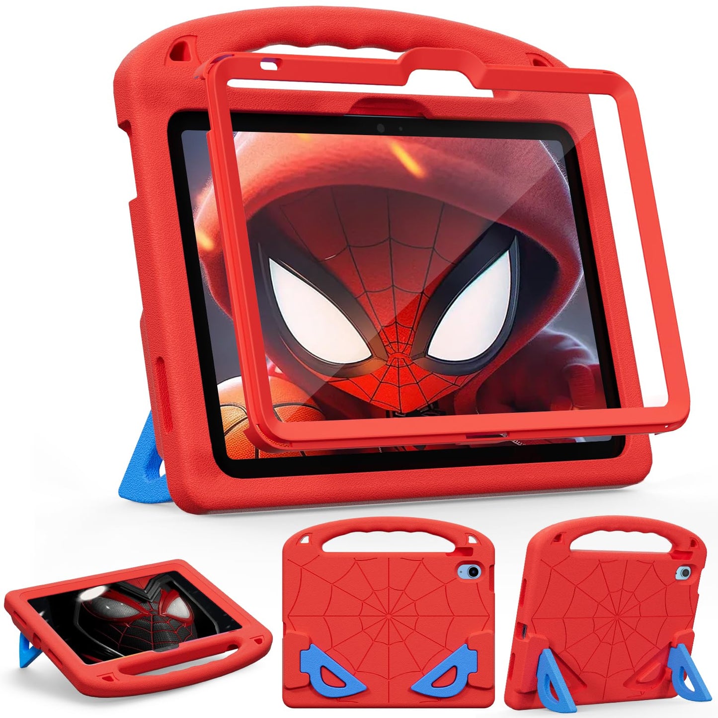LKOOZO Kids Case for iPad (A16) 11th Generation 11 Inch 2025 / iPad 10th Generation 10.9 inch 2022, Shockproof Cover with Built-in Screen Protector, Red