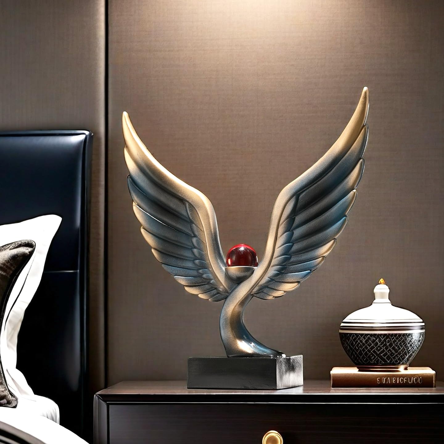 SHTWX Abstract Eagle with Crystal Ball Statue Resin Art Sculpture Frgurines Gift for Home Decor Office Living Room Desktop Display Decorative Decoration (Blue)