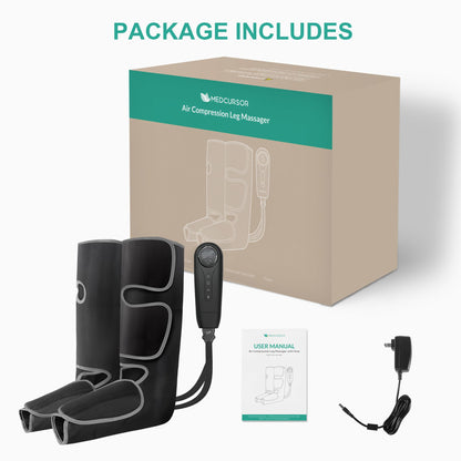 Medcursor Air Compression Leg Massager, Calf and Foot Massager for Circulation and Swelling Relief, Adjustable Massage Boots for Home Office Use - 3 Modes, 3 Intensities, 2 Timers, No Heat