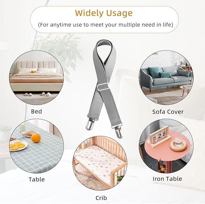 8Pcs Adjustable Bed Sheet Straps Clips, Elastic Mattress Sheet Fasteners Holder