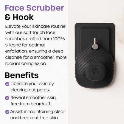 The Man Face Scrubber - Silicone Face Scrubber for Men, Gentle Exfoliating Face Massager, Flex Face Brush for Men, Removes Dead & Dry Skin, Face & Skin Care Scrub, Shower Facial Cleansing Brush