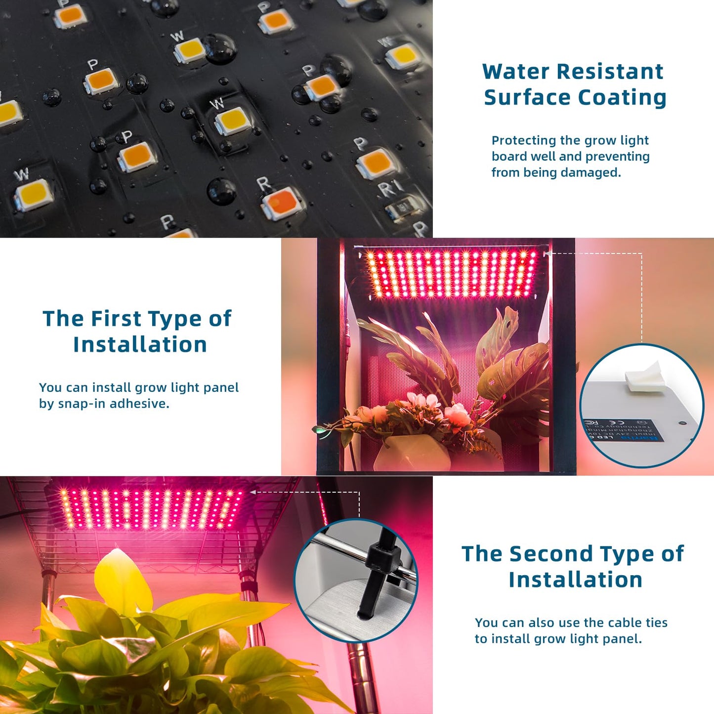 Barrina Grow Lights for Indoor Plants, 20W (2 x 10W) Full Spectrum Ultra-Thin Grow Light Panel with 3/6/12H Auto On/Off Timer for Hydroponics, Seedlings, Succulents, Veg, Flowers & More, 2-Pack