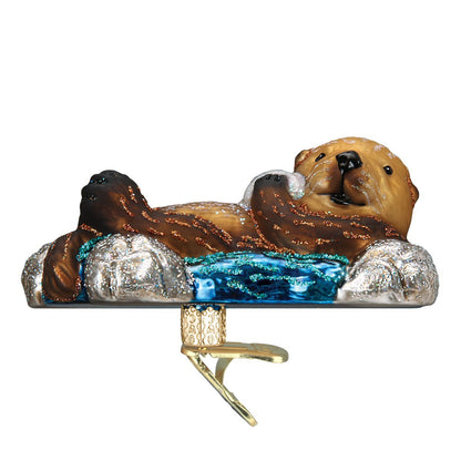 Old World Christmas Floating Sea Otter Glass Blown Ornament for Christmas Tree, Handcrafted Holiday Decoration, Sea Collection