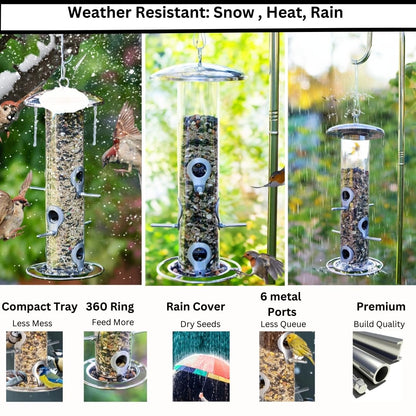 HEAVY DUTY stainless steel metal bird feeder, easy clean garden bird seed feeders hanging, bird feeders for small birds, bird feeders hanging for wild bird, hanging bird feeder for backyard BY PROVIDE