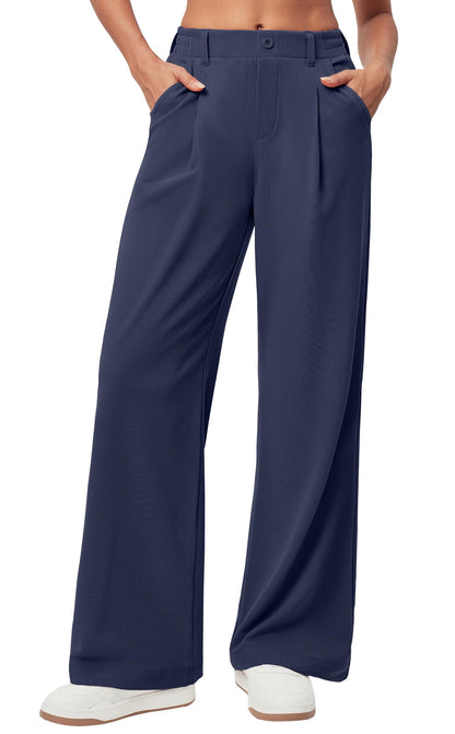 Ewedoos Wide Leg Pants Woman Stretchy Work Dress Pants Women Pull on Business Casual Slacks Trousers Fall Outfits 26"/28"