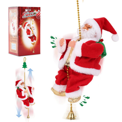 Gfilay 2025 Upgraded Climbing Santa Claus on Rope, Animated Electric Musical Christmas Ornament with 3 Modes, Secure Tree Hook & Reinforced White PVC Case, Heartwarming Holiday Decoration Gift
