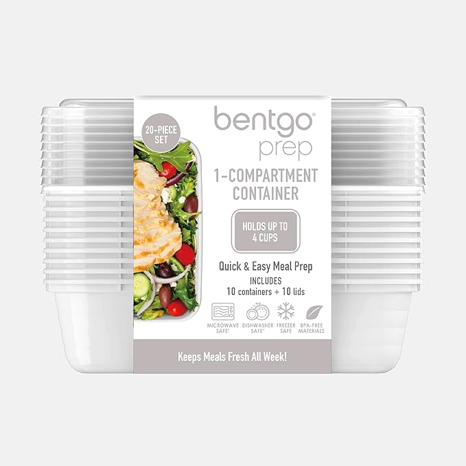 Bentgo 20-Piece Lightweight, Reusable BPA-Free 1-Compartment Containers