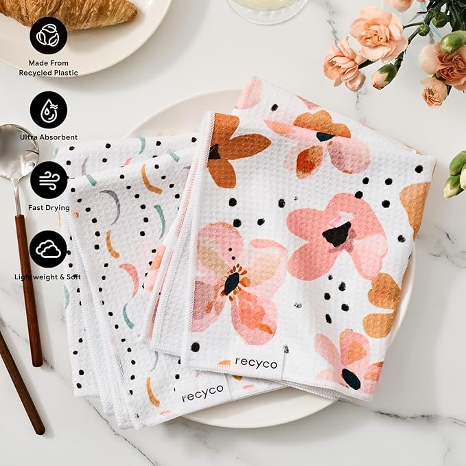 RECYCO Waffle Kitchen Towel Set of 2