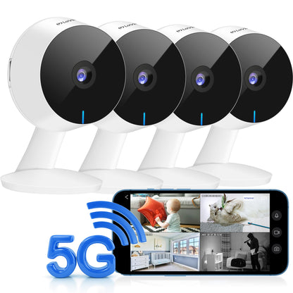 LaView Security Cameras 4pcs, Home Security Camera Indoor 1080P, Wi-Fi Cameras Wired for Pet, Motion Detection, Two-Way Audio, Night Vision, Phone App, Works with Alexa, iOS & Android & Web Access
