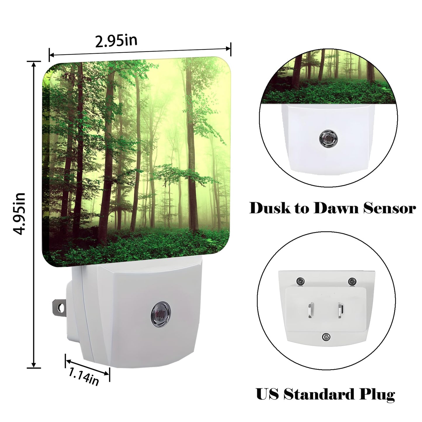 FSHVQKD Misty Forest Night Light,Plug-in Nightlights Auto Sensor Night Lamp Dusk to Dawn Lamp Home Decor for Nursery Children Girls Boys