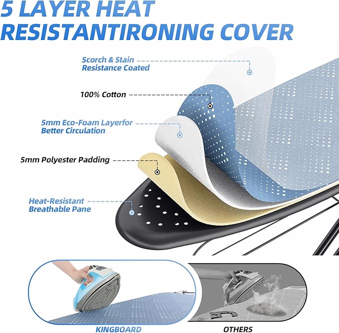 KINGBOARD Ironing Board, Compact Iron Board Full Size