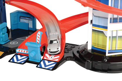 Dickie Toys Parking Garage, Playset, Parking Garage, 4 Floors, Elevator, 4 Die-Cast Vehicles, 1 Helicopter, Light & Sound, Includes Batteries