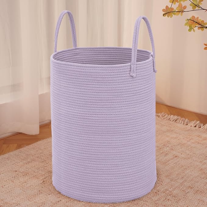 Large Woven Laundry Basket Hamper, 60L Cotton Rope Storage Bin