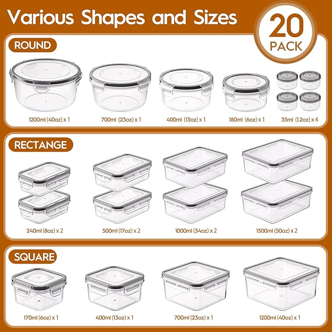 40 PCS Food Storage Containers