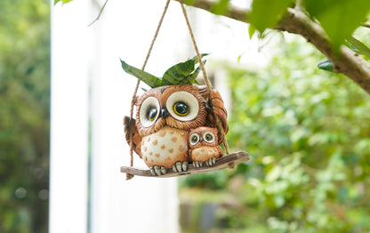 Swing Owl Hanging Planters for Indoor Plants, Cute Small Succulent Pots with Drainage Hole, Unique Resin Plant Hangers Outdoor, Hanging Plant Holder for String Of Pearls, Gift Ideas for Mother
