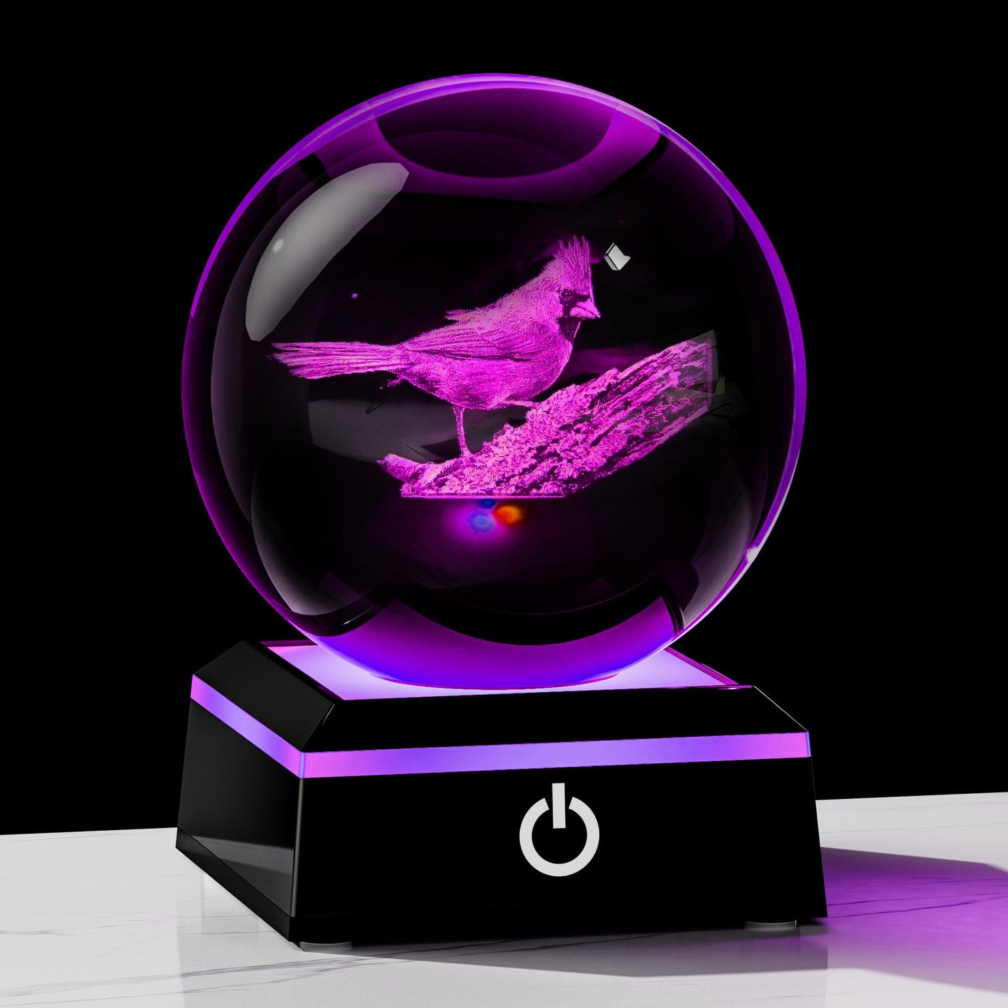Qianwei Cardinal Gifts for Women Men - Crystal Ball 3D Laser Decor Glass Animals Red Bird Figurines Statue for Room Decorations Night Light