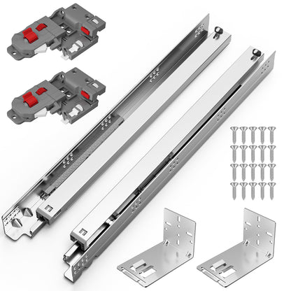 Chibery 12 15 18 21 Inch Undermount Soft Close Drawer Slides, Full Extension 3D Locking Device, Rear Mount Brackets, Concealed Bottom Mount Rails for face Frame Cabinet, 100 LB（21 inch, 6 Pair）
