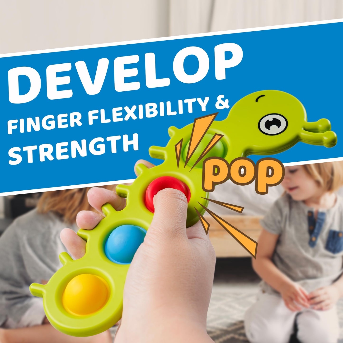 LiKee Fidget Popper Sensory Baby Toys for 10+ Months, Montessori Busy Toy for 1 2 3 Years Old Toddlers Push and Popping Bubbles Fine Motor Skill, Travel Toys for Kids Ages 1-3 Stress Relief (2 Pieces)