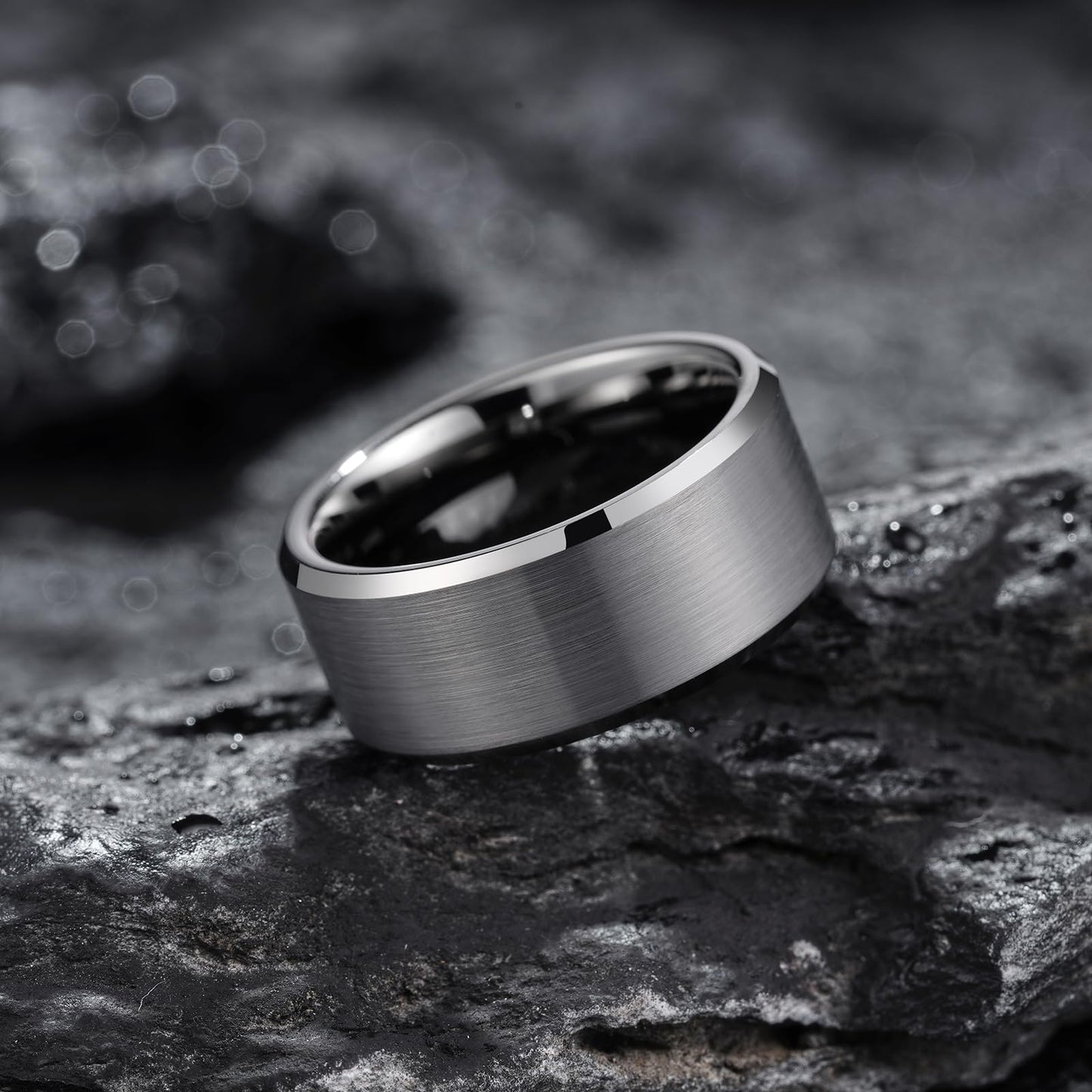 King Will 10mm Tungsten Wedding Band for Men - Gunmetal, Comfort Fit, Size 10