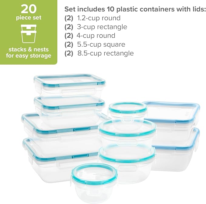 Snapware Plastic Total Solutions Food Storage Containers Set, Airtight &
