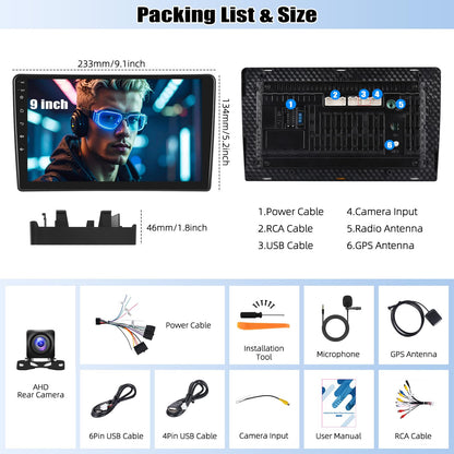 2+64G Car Stereo Radio for Ford Escape/Mazda Tribute 2001-2005 with Wireless CarPlay Android Auto, 9" Touch Screen Android 13 Car Radio with GPS Navigation Bluetooth WiFi Mirror Link Backup Camera