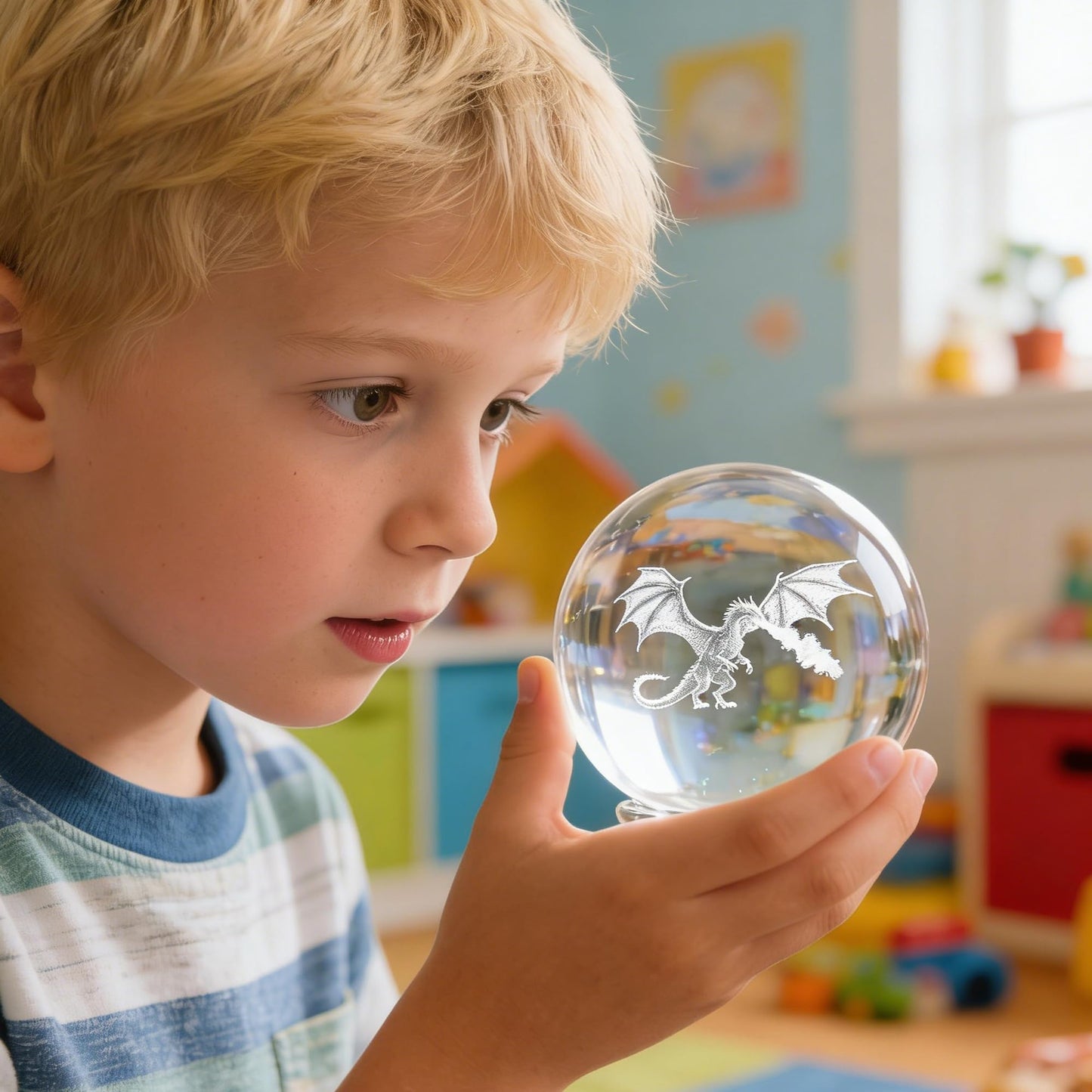 ZEERSHEE 2.4in 3D Dragon Crystal Ball with Stand Fire Breathing Dragon Decoration Gifts for Boys Girls