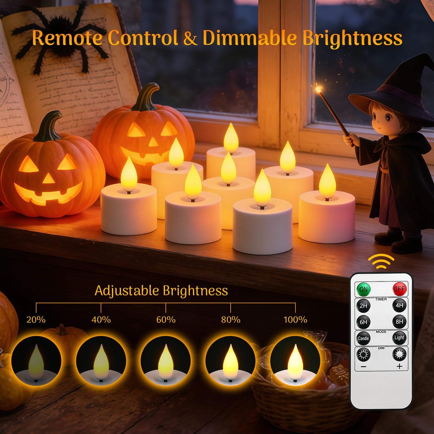 Lacasa Rechargeable LED Tea Lights, 12 Pack Flameless Candles with Remote Control Timer & Charging Base, Battery Operated Flickering Votive Candles for Wedding, Halloween, Christmas, Home Decor