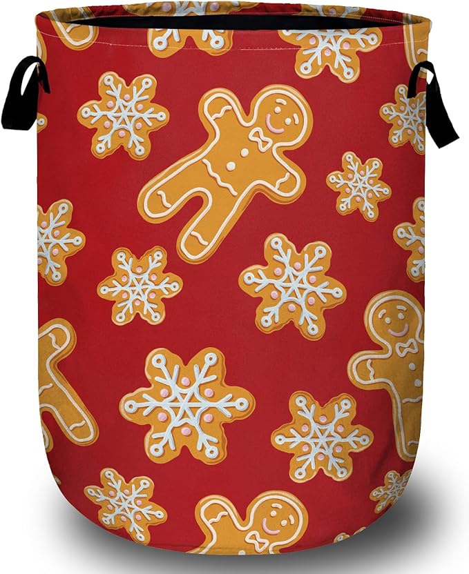 Red Gingersnap Laundry Basket, Christmas Laundry Hamper Collapsible Oxford Cloth