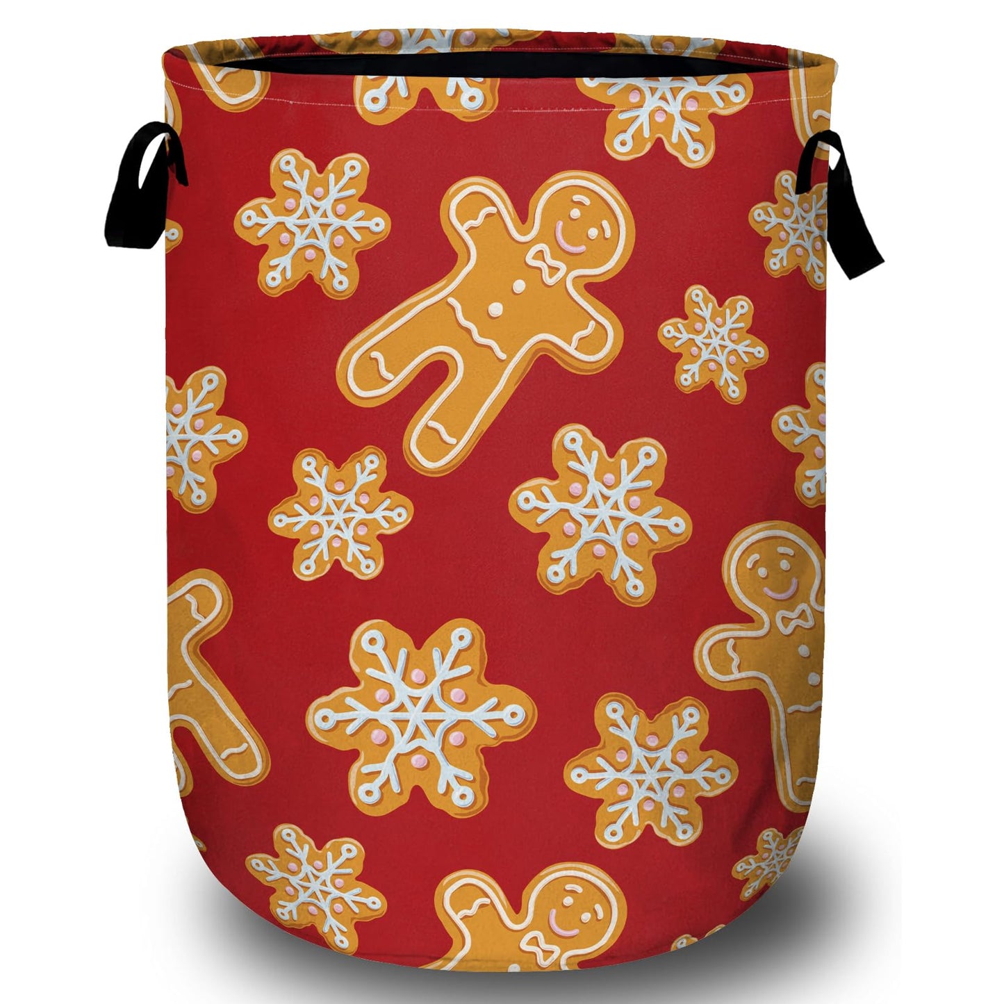 Red Gingersnap Laundry Basket, Christmas Laundry Hamper Collapsible Oxford Cloth with Handle Clothes Storage Bin for Bathroom Laundry Room Bedroom 15.7 X 20 Inch