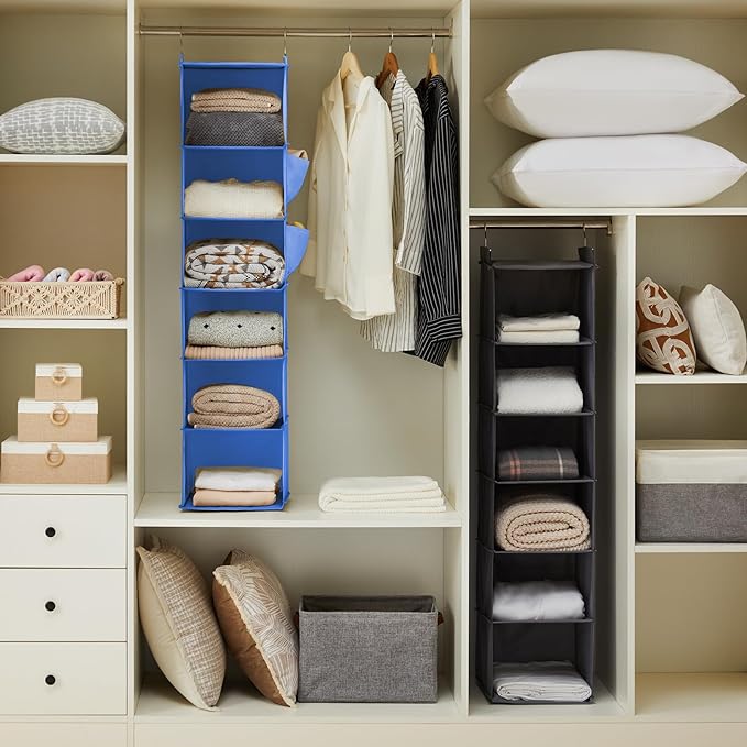 YOUDENOVA Hanging Closet Organizer, 6-Shelf Closet Hanging Storage Shelves