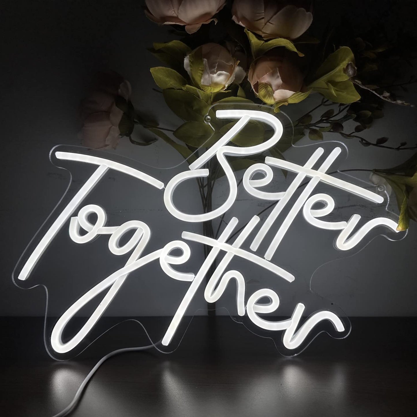 Ulalaza Better Together LED Neon Sign Night Light for Wall Party Décor Bedroom Room Bar Wedding Home Birthday Art Decoration Christmas with USB Chain Light modulator 5v