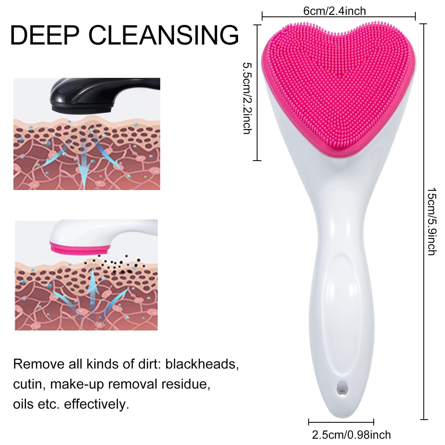 2 Pack Silicone Face Scrubber Exfoliating Brush, Manual Handheld Facial Cleansing Brush Blackhead Scrubber, Soft Bristles Waterproof for Face Skincare (Round-Pink)