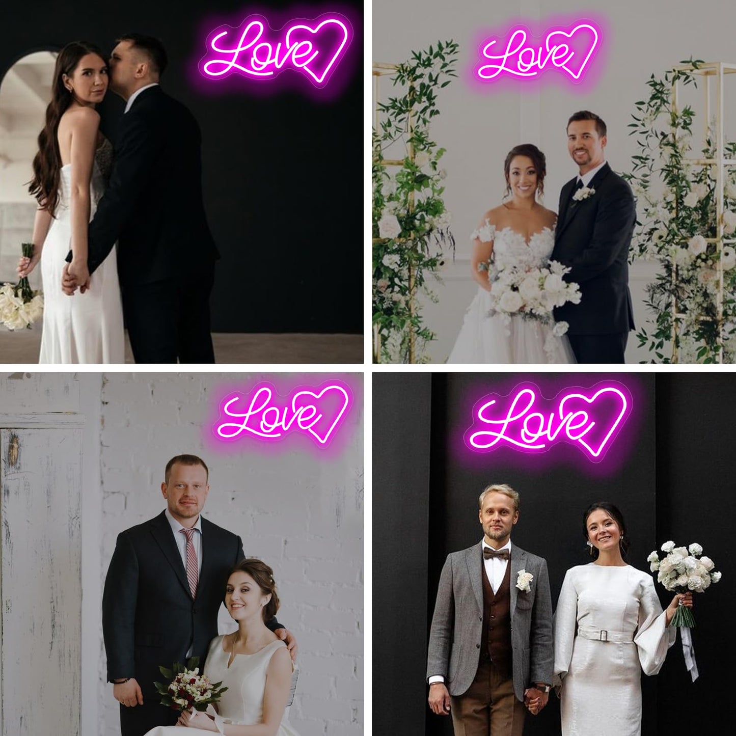 Love Neon Sign Wedding Neon Sign, Neon Heart Light for Wall Decor Engagement Personalized Gifts, Proposal Birthday Party Girls, Valentine's, Anniversary, Room Bathroom Decoration Gift