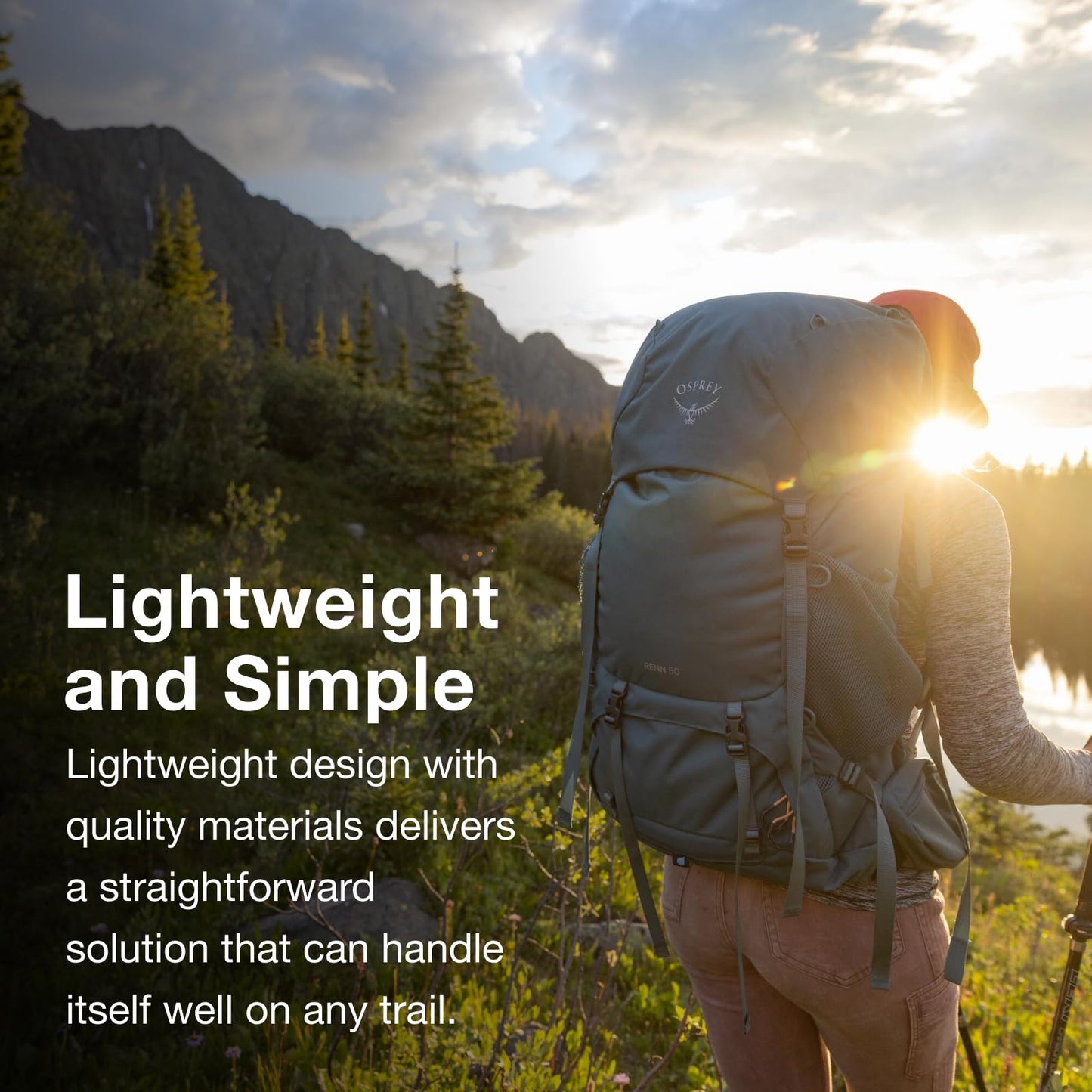 Osprey Renn 65L Women's Backpacking Backpack, Cascade Blue/Melon Orange