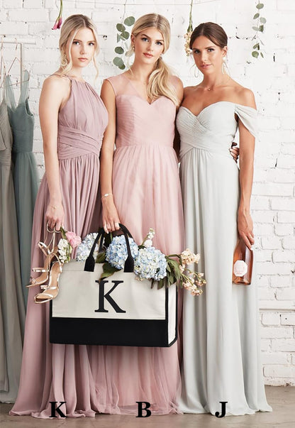 GASSDA Initial Canvas Tote Bag, Birthday Gifts For Women, Monogram Personalized Gifts For Women Mom Teachers Bridesmaids (K 3PCS)