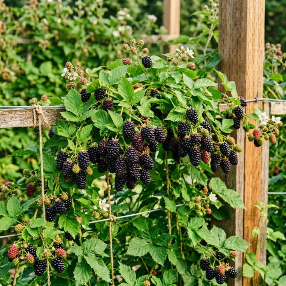 Set 3 Thornless Boysenberry Plants, Boysenberry Plants Live for Planting, 4-6 Inc Tall, Well Rooted, Sweet Berries, Boysenberries Plant for Indoor Outdoor Planting
