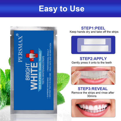 PERSMAX Teeth Whitening Strips for Teeth Sensitive, Non-Slip Enamel-Safe Strips, Professional and Safe Teeth whitening Strips, for Smoking/Coffee/Soda/Wine Stain, 28 Strips 14 Treatments (Mint)