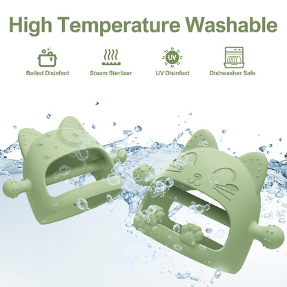 Baby Teethers 0-6 Months,Teething Toys for Babies 0-6 Months,Never Drop Baby Chew Toys for Teething Relief,Infant Hand Teether Pacifiers for 0-6 Months,Ideal Baby Toys Gifts for New Moms(Cartoon Cat)