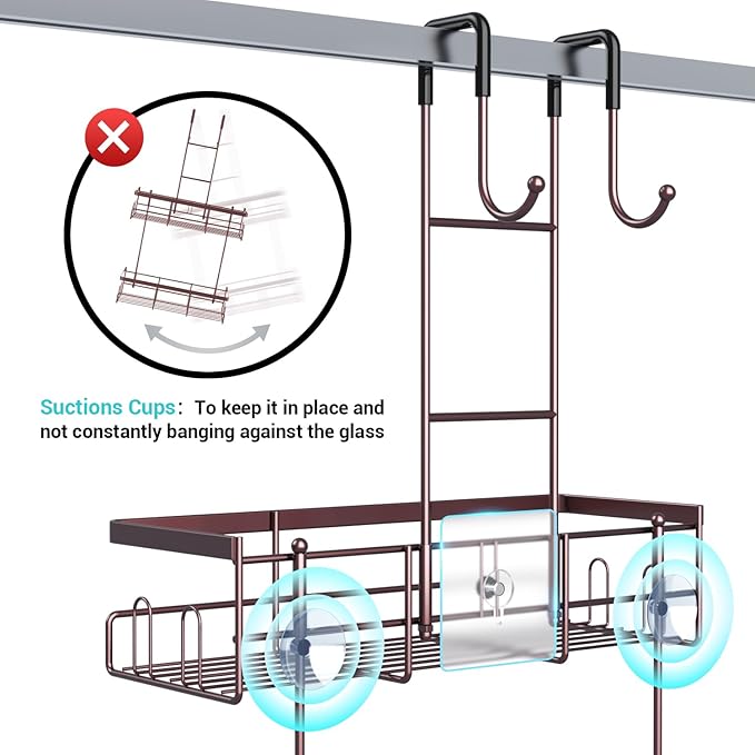 Over the Door Hanging Shower Caddy: Rustproof Hanging Organizer over the Door