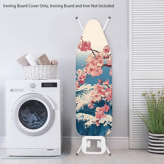 Cherry Blossom Ironing Board Cover and Pad, Stretch Standard Size 16x55 inch