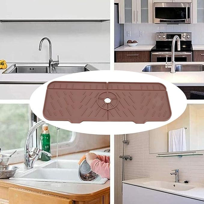 OUKENS Sponge Holder for Kitchen Sink, Silicone Faucet Mat for Kitchen Sink
