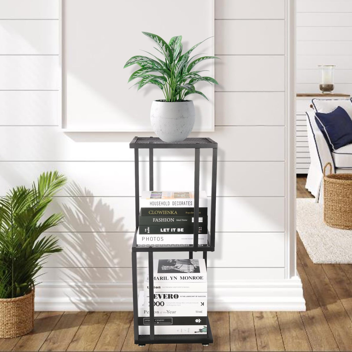 Dophenp 29" Plant Stand Indoor, 3 Tiered Corner with Heavy Duty Metal Mesh Shelf, Modern Decorative Flower Stand for Living Room Garden Patio